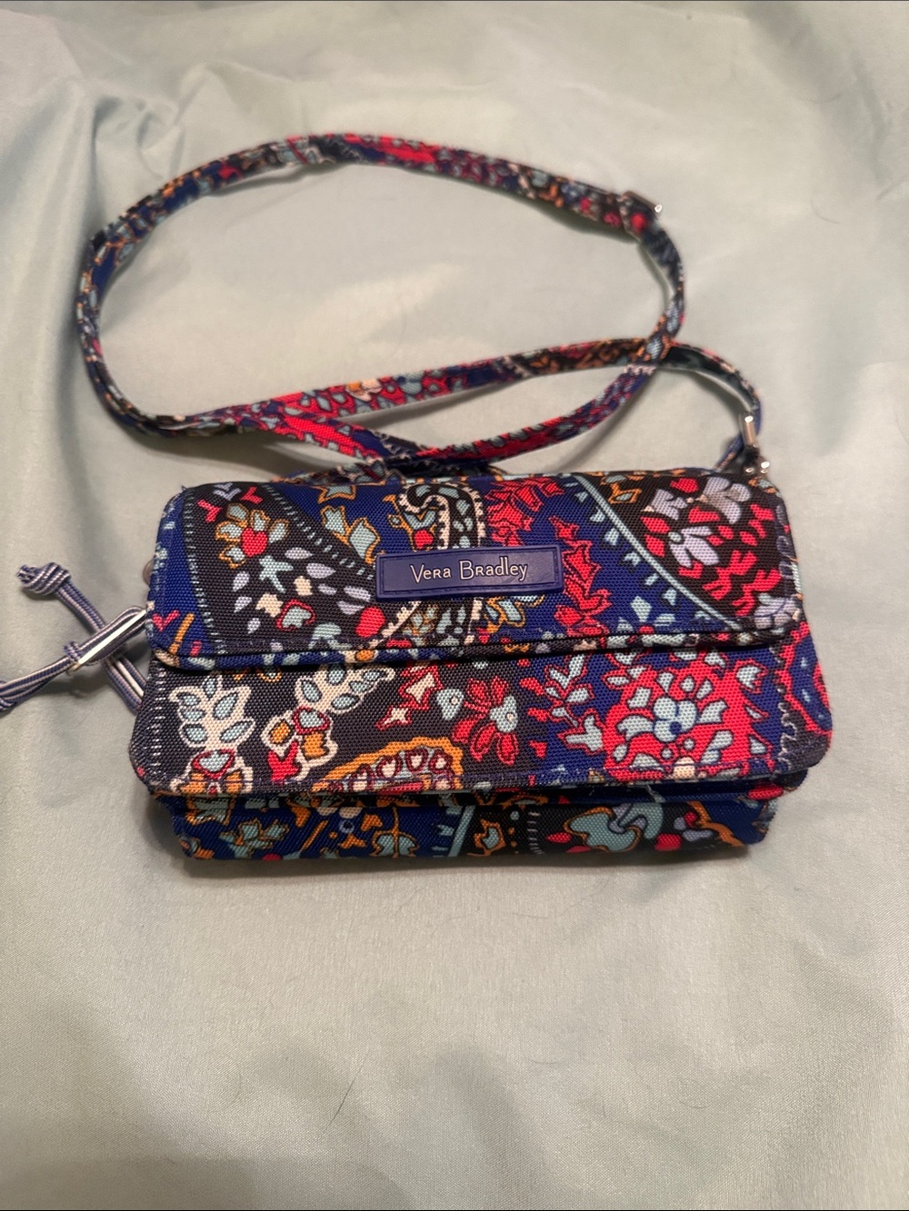 Vera Bradley Navy Multi Floral Crossbody Wallet